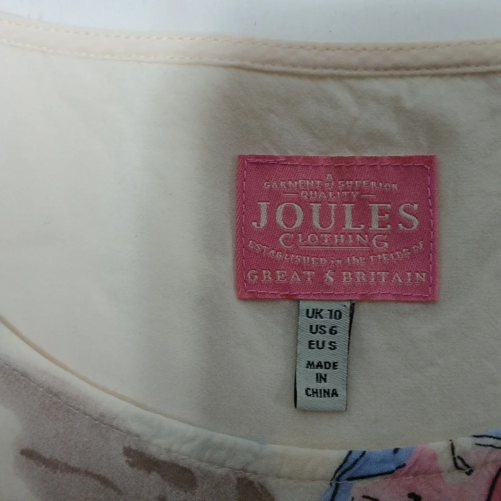 Joules Great Britian Viscose Short Sleeve Shopping Print Blouse. Size 6 - Picture 5 of 7